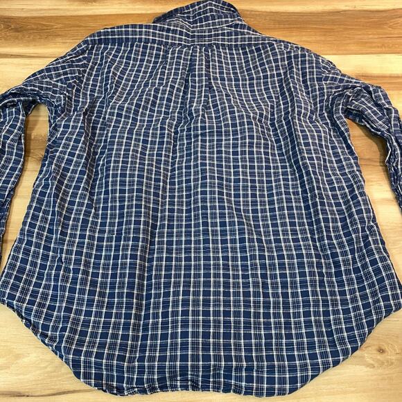 Ralph Lauren Shirt Mens XL Linen Cotton Blue Button Down Plaid Classic Fit - Picture 8 of 8